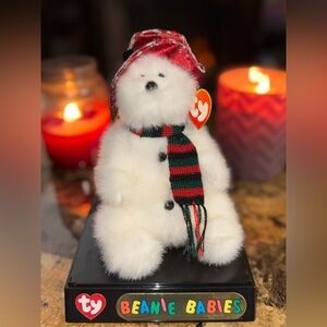 ☃️ TY Attic Treasures NORTH Bear Snow Hat Scarf Plush “Let It Snow!” Holiday